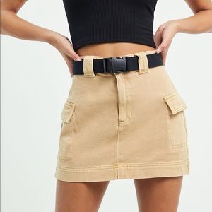 Tan Cargo Mini Skirt